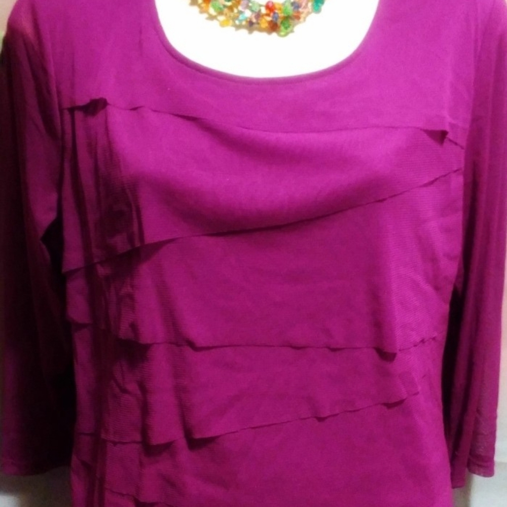 Alfoni 100% Nylon Women's Long Sleeve Blouse size PL NWT